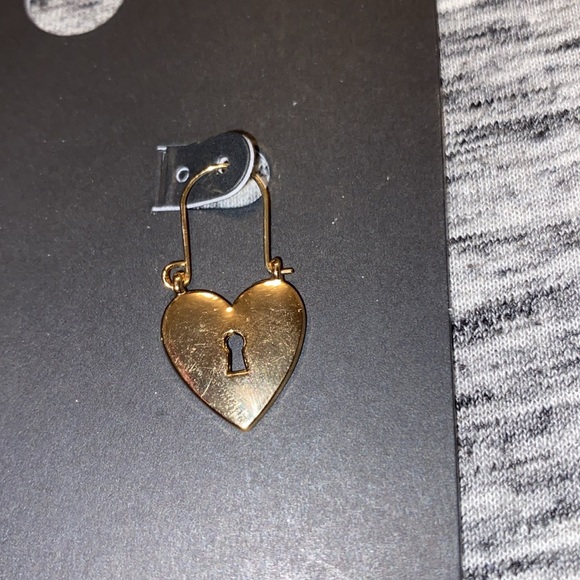 No Boundaries Gold-Tone Dangly Heart Shaped Lock Earrings - Picture 8 of 10
